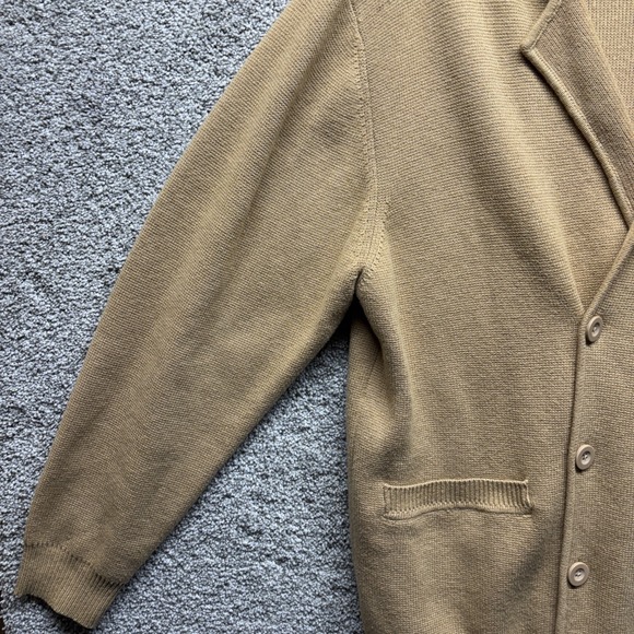 Paul Fredrick Double Breasted Cardigan Knit Men's XXL Tan Merino Wool Grandpa - Picture 5 of 16